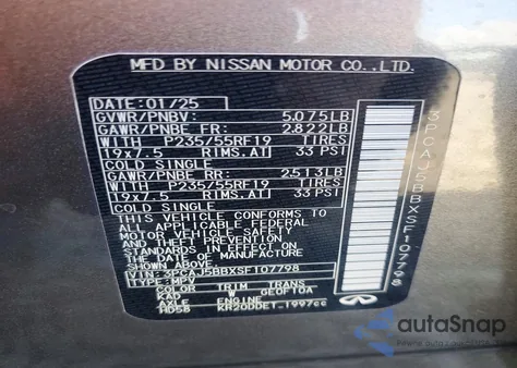 2025 Infiniti Qx50 Luxe from USA, damaged, VIN 3PCAJ5BBXSF107798